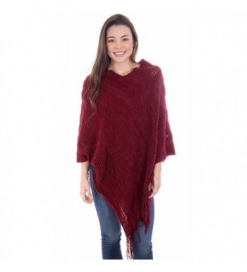 Simplicity Ponchos Knitted Pullover Burgundy