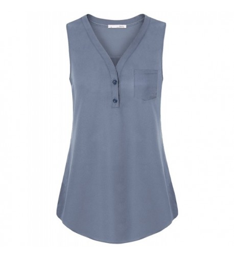 Messic Button Womens Sleeveless Chiffon