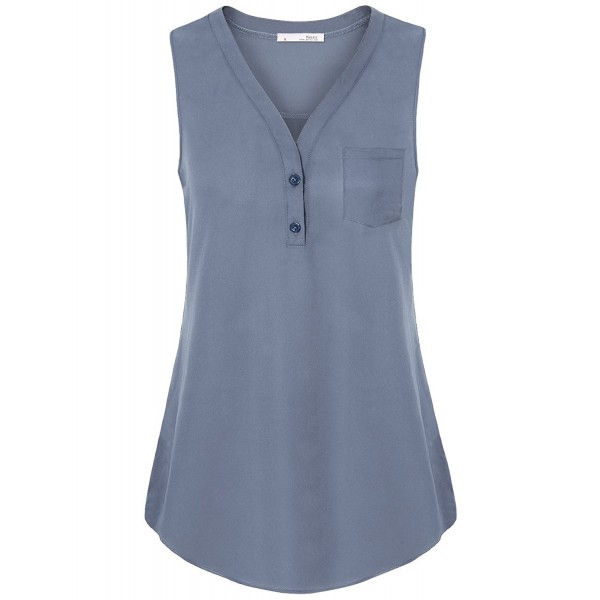 Messic Button Womens Sleeveless Chiffon