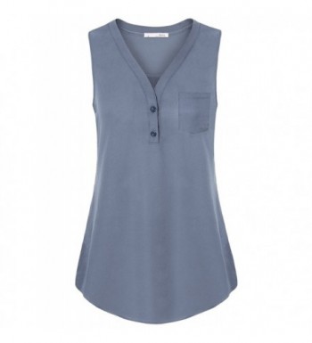 Messic Button Womens Sleeveless Chiffon