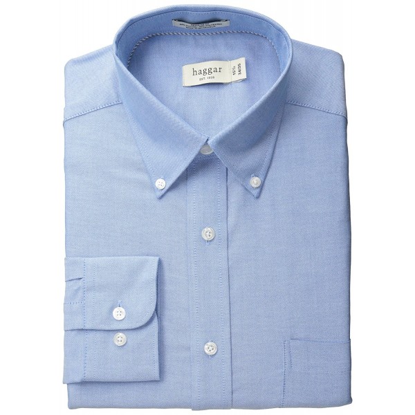 Men's Regular-Fit Pinpoint Oxford Solid Dress Shirt - Bright Blue ...