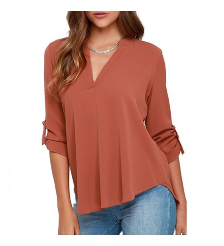 YMING Chiffon Cuffed Sleeve Shirts