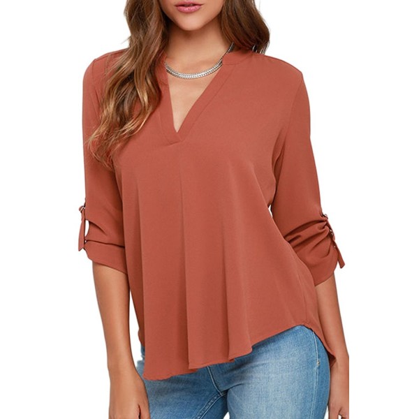 YMING Chiffon Cuffed Sleeve Shirts