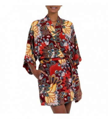 NOVICA Peacock Rayon Robe Brush