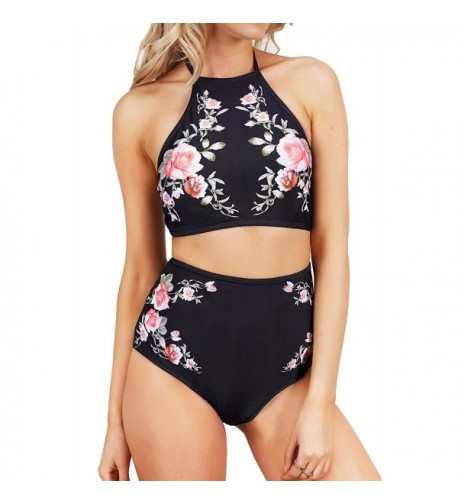 Seaselfie High Waisted Halter Bathing Printing