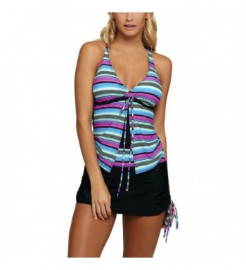 REKITA Striped Pieces Swimsuit Tankini