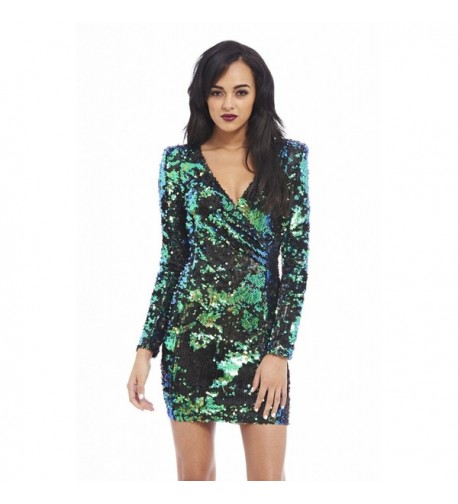 Womens Colored Sleeve Coveredblue Bodycon