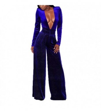 Elegant Velvet V Neck Jumpsuit Clubwear