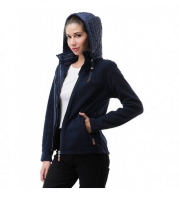 Womens Fleece Drawcord Camping Outwear - Navy-double layered hood ...
