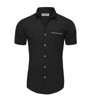 Mens Casual Chest Pocket Short Sleeve Winkle Free Button Down Shirts ...