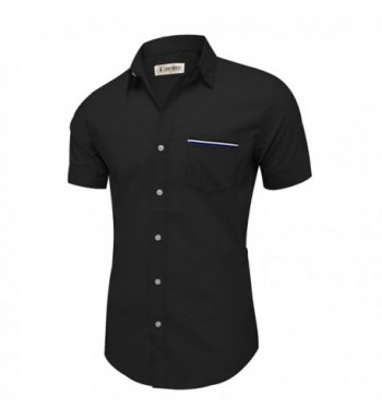 Mens Casual Chest Pocket Short Sleeve Winkle Free Button Down Shirts ...