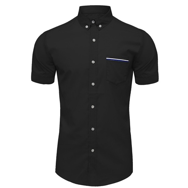 Mens Casual Chest Pocket Short Sleeve Winkle Free Button Down Shirts ...