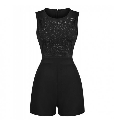 ELESOL Studded Rhinestone Playsuit Jumpsuit