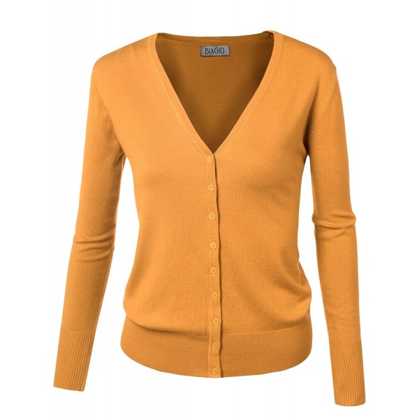 BIADANI Women Button Down Long Sleeve Soft V-Neck Cardigan Sweater ...