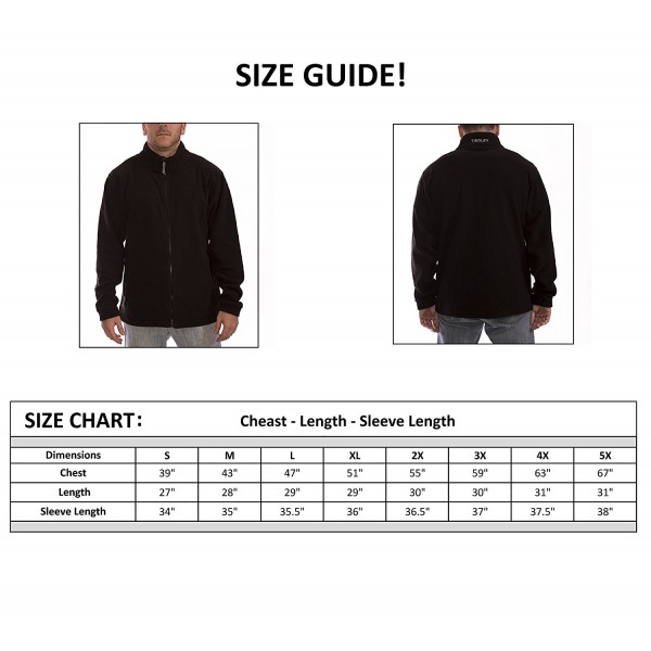 Men's Fleece Jacket- Black With Front Zipper. (Available in 8 Sizes ...