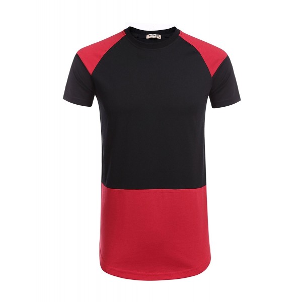 Men Fashion Contrast Color Patchwork Short Sleeve T-Shirt - Black/Red ...