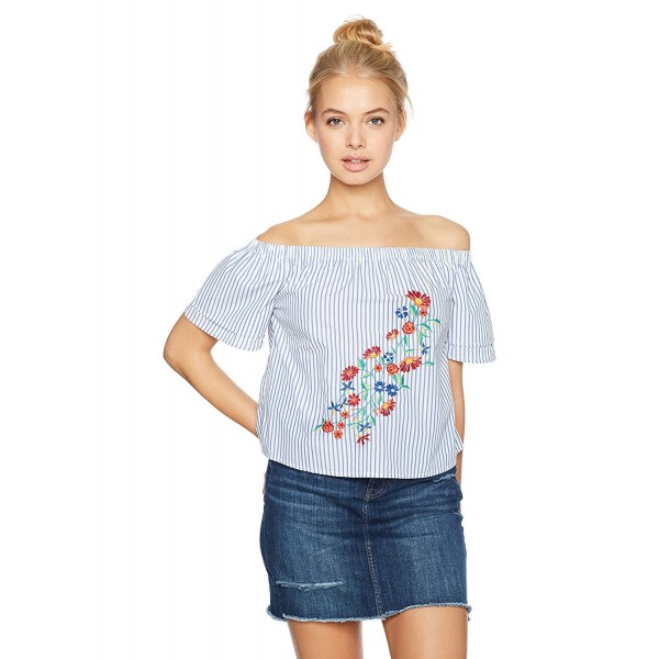 Hayden Rose Cropped Off Shoulder Embroidered