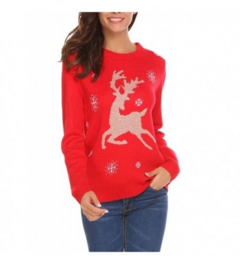 ACEVOG Christmas Reindeer Snowflakes Pullover