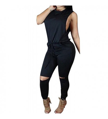 USANDY Womens Sleeveless Broken Jumpsuit