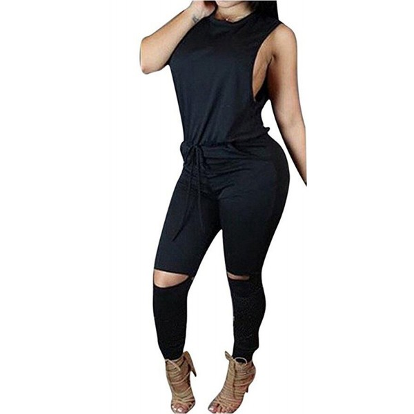 USANDY Womens Sleeveless Broken Jumpsuit