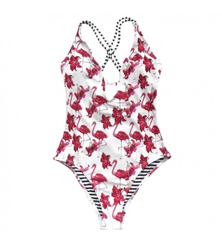 Seaselfie Womens Flamingo Printing Swimsuit