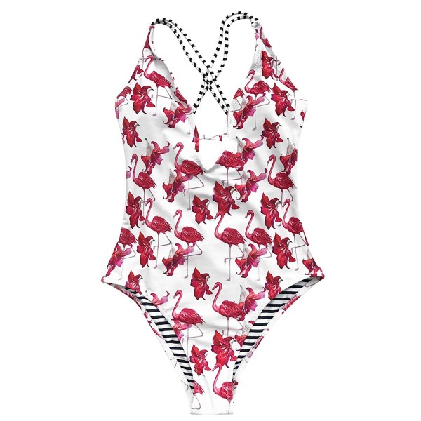 Seaselfie Womens Flamingo Printing Swimsuit