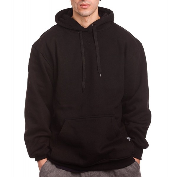 Mens Heavy Weight Fleece Pullover Hoodie - Black - CM12N3YITNZ