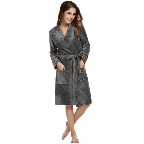 Womens Mens Long Sleeve Flannel Robe Zip Front Textured Robe Warm ...