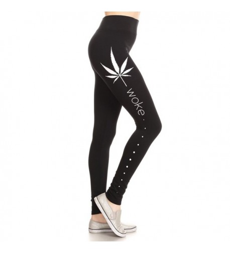 Womens Ladies Woorkout Marijuana Legging