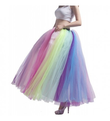 Noriviiq Womens Multi Layer Rainbow Petticoat