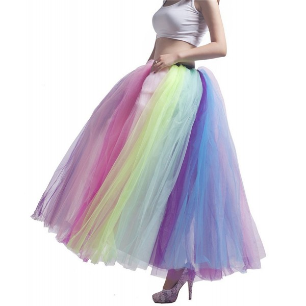 Noriviiq Womens Multi Layer Rainbow Petticoat