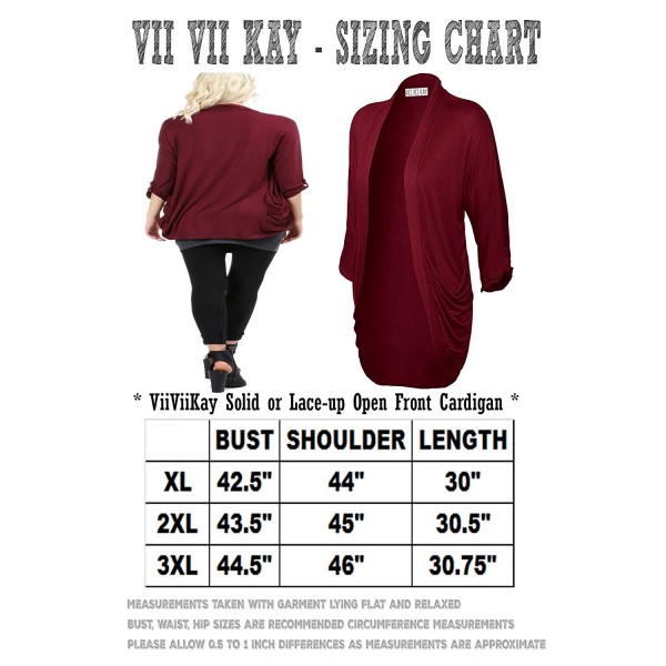 VVK Women's Plus Size Open Cardigan With Solid or All Lace Back Details ...