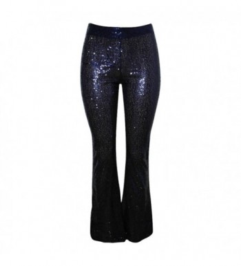 Womens Glitter Sequin High Waisted Stretchy Bell Bottom Flared Pants ...