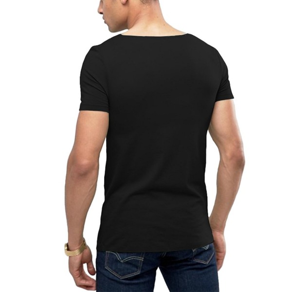 OA Men's Muscle Fit T-Shirt With Boat Neck Stretch Tee - Black ...