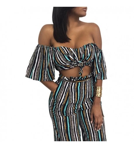 Glamaker Womens Shoulder Striped Jumpsuit