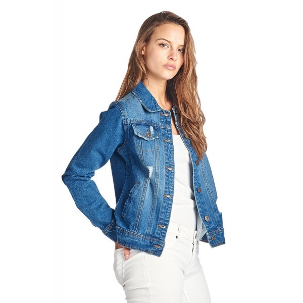 Womens Denim Jean Jacket - C.medium Blue - C7182HQTQIU