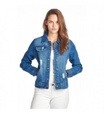 Womens Denim Jean Jacket - C.medium Blue - C7182HQTQIU