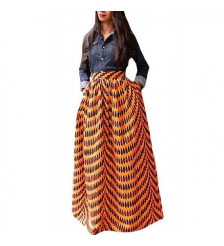 Annflat Womens African Floral Skirts