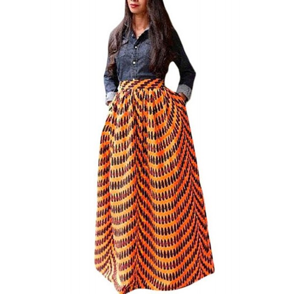 Annflat Womens African Floral Skirts