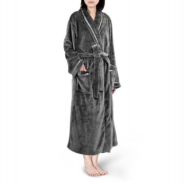 Premium Women Fleece Robe with Satin Trim | Luxurious Super Soft Plush ...