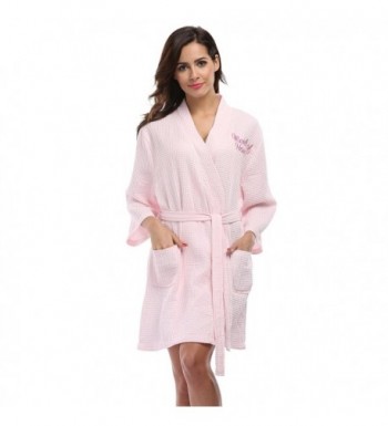 VogueBridal Waffle Kimono Embroidered Bathrobe