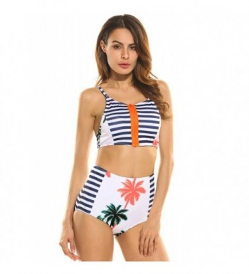 Ekouaer Womens Coconut Bathing Striped