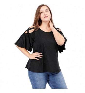 Agnes Orinda Women's Plus Size Strappy Cold Shoulder Trumpet Sleeves ...