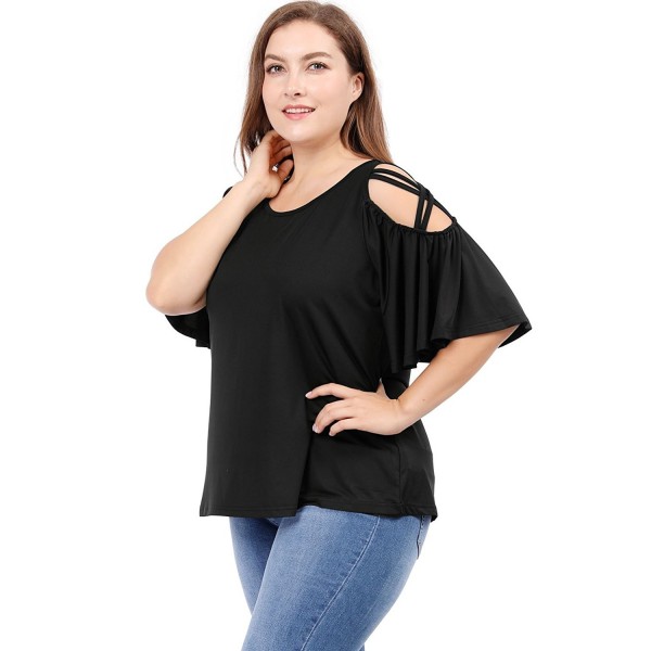 Agnes Orinda Women's Plus Size Strappy Cold Shoulder Trumpet Sleeves ...