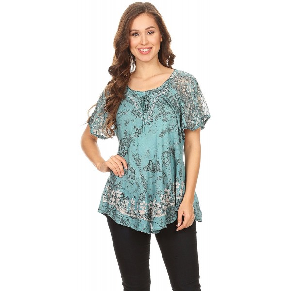 Ash Speckled Tiedye Embroidered Cap Sleeve Blouse Top With Embroidery ...