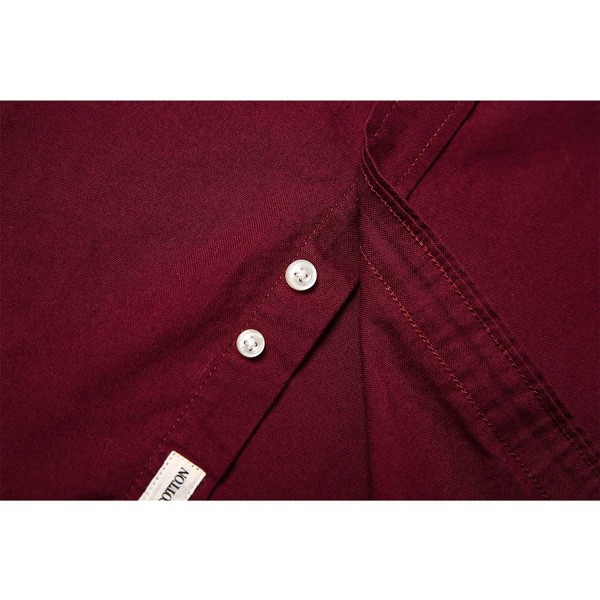 Men's Oxford Long Sleeve Button Down Casual Dress Shirt - Wine Red ...