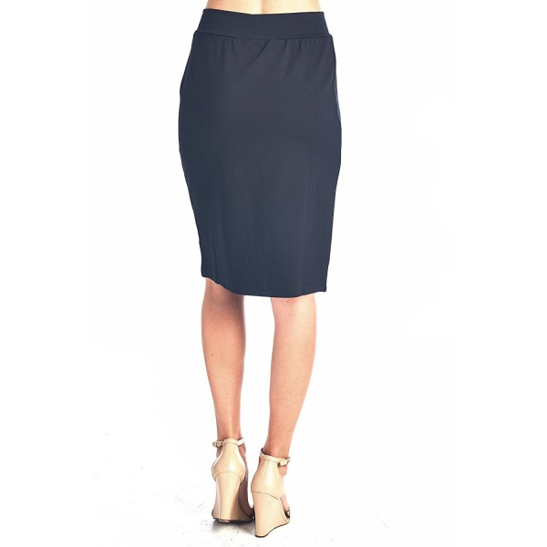 ReneeC. Women's Bodycon Fitted Elastic Waist Midi Office Skirt - Black ...