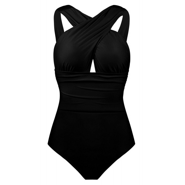 Women's Sexy Criss-Cross Ruched Swimsuit Backless One Piece Bathing ...