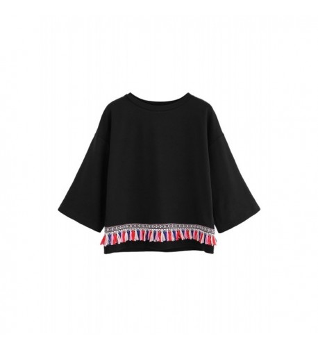 Floerns Womens Tassels Pullover Sweatshirt