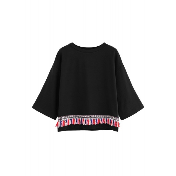 Floerns Womens Tassels Pullover Sweatshirt